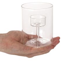 Artículo Farol de cristal con portavelas elevado de 11 cm.