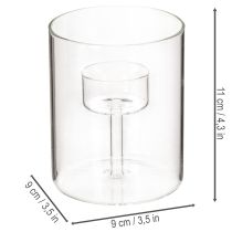 Artículo Farol de cristal con portavelas elevado de 11 cm.