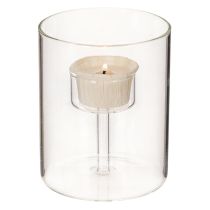 Artículo Farol de cristal con portavelas elevado de 11 cm.