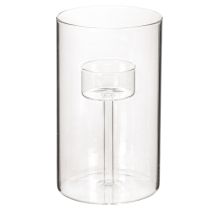 Artículo Portavelas de cristal con inserto para vela pequeña, 15 cm, 2 unidades