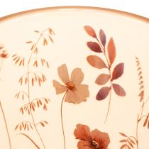 Artículo Portavelas de cristal con motivo floral para momentos acogedores en el hogar, 18 cm