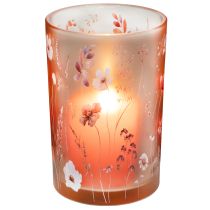 Artículo Portavelas de cristal con motivo floral para momentos acogedores en el hogar, 18 cm