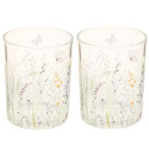 Artículo Farol decorativo de cristal con motivo de mariposas para un toque elegante en el hogar, 18 cm, 2 piezas