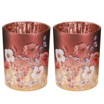 Artículo Farol decorativo de cristal con diseño floral para un toque elegante en el hogar, 12,5 cm, 2 piezas