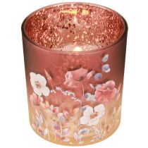 Artículo Elegante portavelas con motivos florales para diseño de espacios atmosféricos, 8cm, 4 piezas.