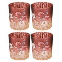 Artículo Elegante portavelas con motivos florales para diseño de espacios atmosféricos, 8cm, 4 piezas.