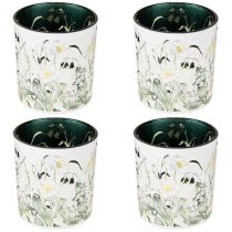 Artículo Farol decorativo de cristal con diseño de hojas para dar un toque de estilo a tu hogar, 8 cm, 4 unidades.