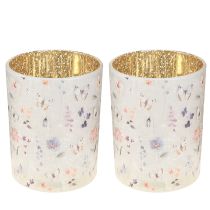 Artículo Portavelas de cristal con motivo de mariposa para momentos de convivencia acogedores, 12,5 cm, 2 piezas