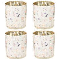 Artículo Farol decorativo de cristal con diseño de mariposa para un toque elegante en el hogar, 8 cm, 4 piezas