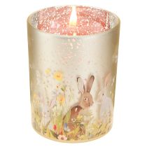 Artículo Farol decorativo de cristal con motivo de conejito de Pascua para decorar el hogar con estilo primaveral, 12,5 cm, 2 piezas.