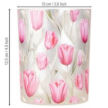 Artículo Elegante farolero con motivo de tulipán para una decoración primaveral atmosférica, 12,5 cm, 2 piezas.