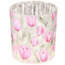 Artículo Farol decorativo de cristal con diseño de tulipán para decorar el hogar en primavera, 8 cm, 4 piezas.