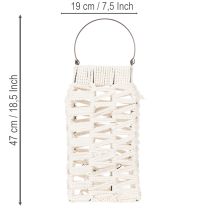 Artículo Farol colgante, decoración de verano, macramé, 35,5 cm de alto x 19 cm de ancho.