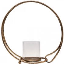 Artículo Farol portavelas metal cristal dorado Ø33cm