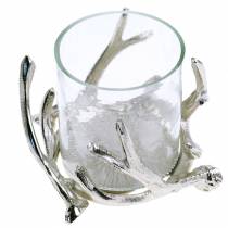 Artículo Vaso para vela con asta Plata Ø16cm H11cm