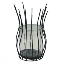 Artículo Farol cristal metal decorativo copa negra Ø17cm H27cm