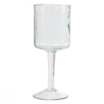 Farol de cristal con base, portavelas de cristal redondo Ø8cm H20cm