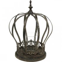Artículo Corona como farol, decoración de velas, corona de metal aspecto antiguo Al 28cm Ø21cm