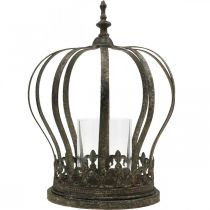 Artículo Corona como farol, decoración de velas, corona de metal aspecto antiguo Al 28cm Ø21cm