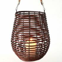 Artículo Linterna decorativa, decoración de velas con asa, linterna en cesta Ø23cm H27cm