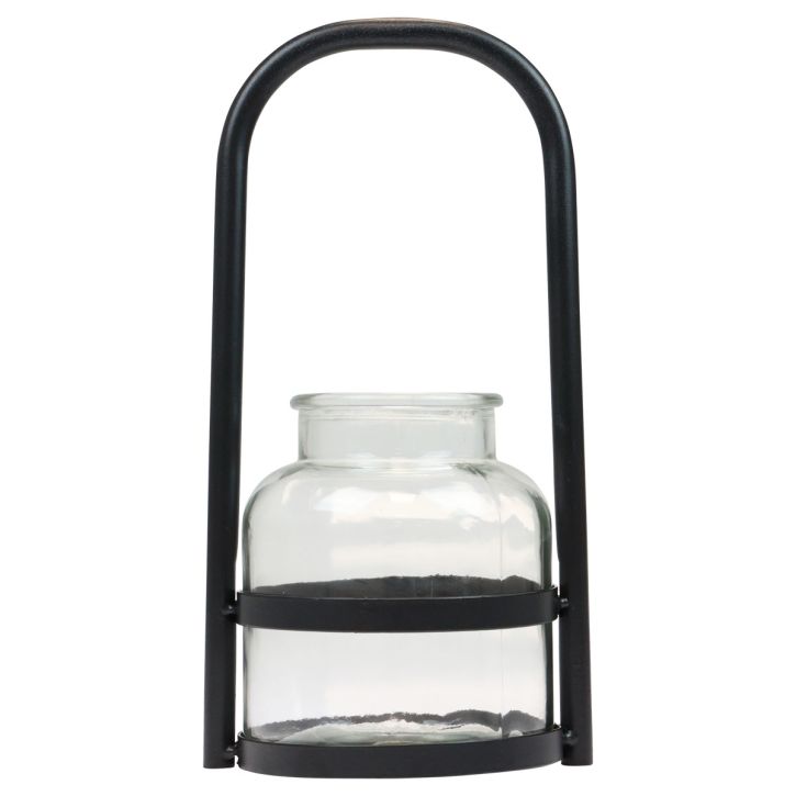 Artículo Farol metal cristal decoración negro mango transparente Ø14,5cm