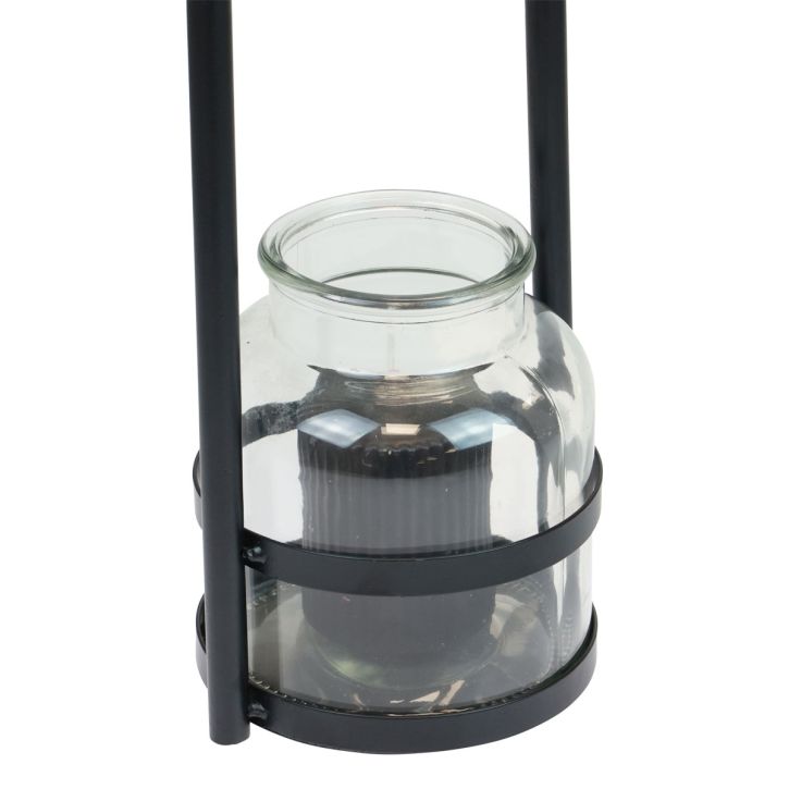 Artículo Farol metal cristal decoración negro mango transparente Ø14,5cm