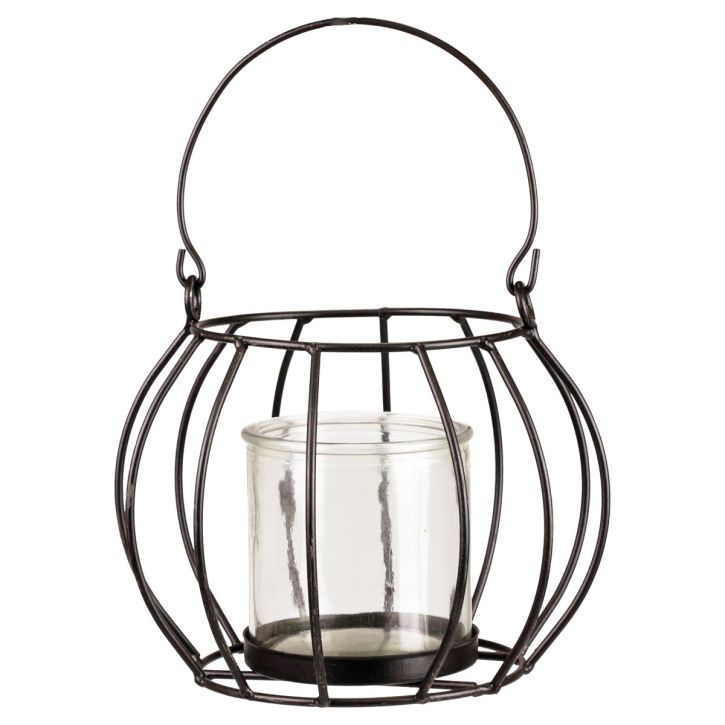 Farol de jardín farolillo de metal negro para colgar Ø16,5cm