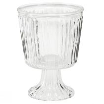 Artículo Farol vaso de vidrio decoración de vidrio estriado Ø11,5cm H15cm