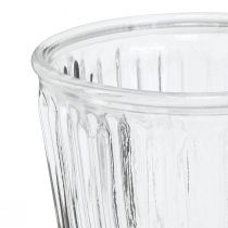 Artículo Farol vaso de vidrio decoración de vidrio estriado Ø11,5cm H15cm