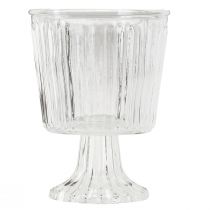 Artículo Farol vaso de vidrio decoración de vidrio estriado Ø11,5cm H15cm