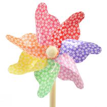 Artículo Molino de viento decorativo pequeño en palo de color Ø14cm 30cm