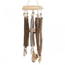 Carillón de viento de madera, conchas decoración marítima naturaleza Ø14cm H40cm