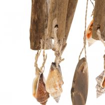 Carillón de viento de madera, conchas decoración marítima naturaleza Ø14cm H40cm