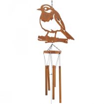 Carillón de viento carillón metal jardín pájaro pátina 22,5x82cm