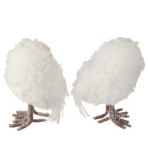 Artículo Decoración de invierno figuras decorativas búho de pie blanco 15cm 2 piezas