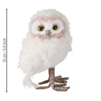 Artículo Decoración de invierno figuras decorativas búho de pie blanco 15cm 2 piezas