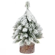 Artículo Decoración de invierno Árbol de Navidad en verde blanco Ø7cm H14cm 4ud