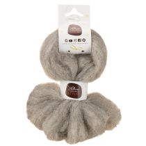 Artículo Cordón de lana decorativo gris natural de 2 m, lana afieltrada para manualidades y floristería.