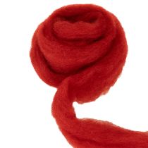 Artículo Cordón de lana, lana decorativa, rojo, 2 m de lana afieltrada para floristería, decoración y manualidades.