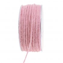 Cordón de lana rosa 3mm 100m
