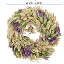 Artículo Corona de flores secas para primavera y verano, para mesa y puerta de entrada, para ocasiones especiales con toques de color, 26 cm.