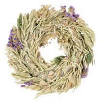 Artículo Corona de flores secas para primavera y verano, para mesa y puerta de entrada, para ocasiones especiales con toques de color, 26 cm.