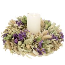 Artículo Corona de flores secas para primavera y verano, para mesa y puerta de entrada, para ocasiones especiales con toques de color, 26 cm.