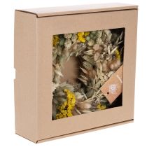 Artículo Corona de flores secas, decoración natural para mesa, salón y pasillo, 25 cm.