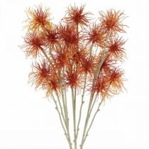 Xanthium flor artificial decoración de otoño naranja 6 flores 80 cm 3 piezas