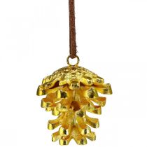 Conos de decoración de conos de pino para colgar Oro H6cm