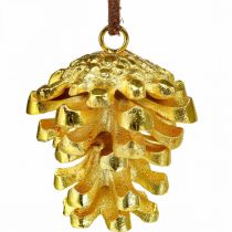 Conos de decoración de conos de pino para colgar Oro H6cm