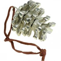 Artículo Conos decorativos de conos de pino para colgar plata H6cm