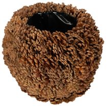 Artículo Maceta decorativa con piñas, aspecto natural, 27 cm. Maceta redonda con forma de piña, color marrón natural, hecha de piñas, 27 cm x 22 cm.