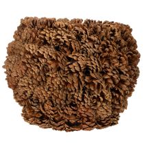 Artículo Maceta decorativa con piñas, aspecto natural, 27 cm. Maceta redonda con forma de piña, color marrón natural, hecha de piñas, 27 cm x 22 cm.